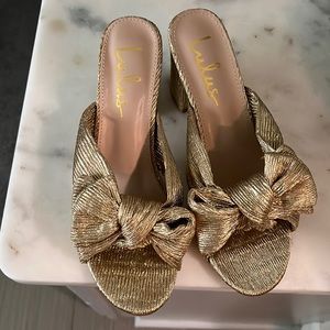 gold bow heels
